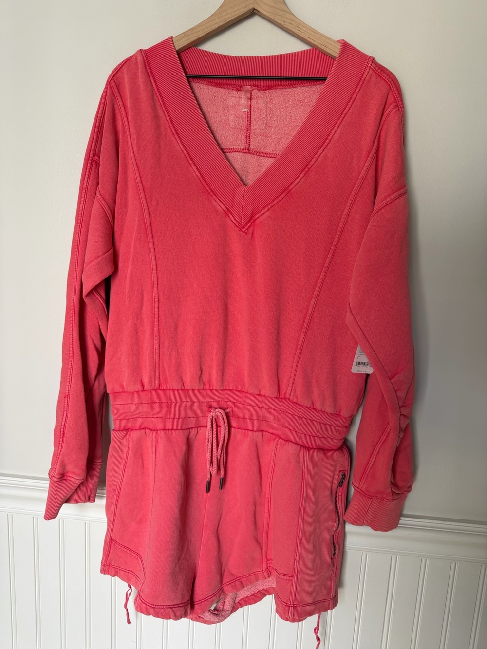FP Movement by Free People Coral Pink Drawstring  Intercept Romper / NWT - Picture 4 of 12